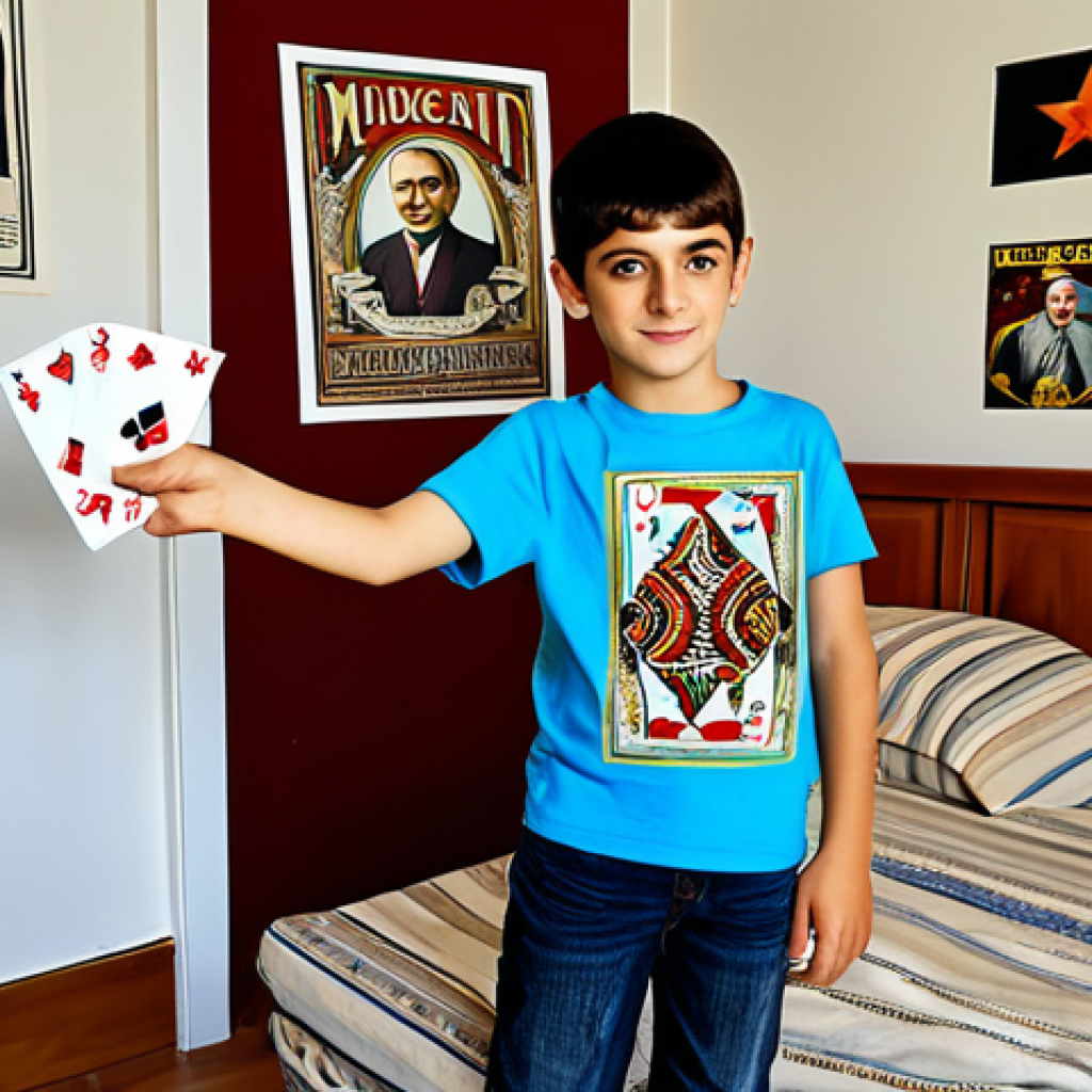 마술 입문자용 도구 - The Apprentice Magician**

"A young Turkish boy, around 10 years old, with bright, curious eyes, pra...