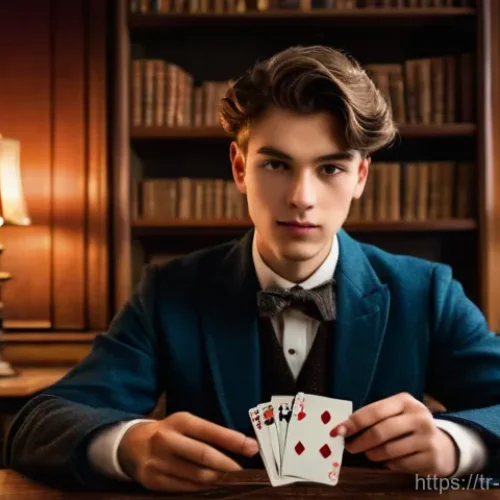 마술 도구 구매 방법 - A young, enthusiastic aspiring magician, approximately 16-18 years old, fully clothed in a comfortab...