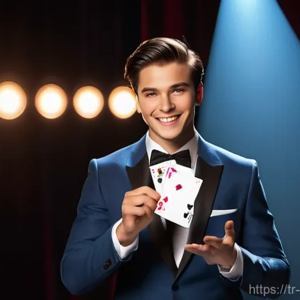 마술을 통해 배우는 자신감 - A Shining Star on Stage**
A young, confident male magician, dressed in a sharp, modern suit (e.g., d...