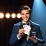 마술을 통해 배우는 자신감 - A Shining Star on Stage**
A young, confident male magician, dressed in a sharp, modern suit (e.g., d...